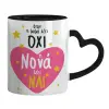 Mug heart black handle, ceramic, 330ml