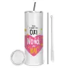 Tumbler ποτήρι θερμό από ανοξείδωτο ατσάλι 600ml, με μεταλλικό καλαμάκι & βούρτσα καθαρισμού
