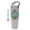 ΓΚΡΙ Travel Tumbler Θερμός με χερούλι και καλαμάκι 890ml
