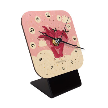 Flying Dyno, Quartz Table clock in natural wood (10cm)