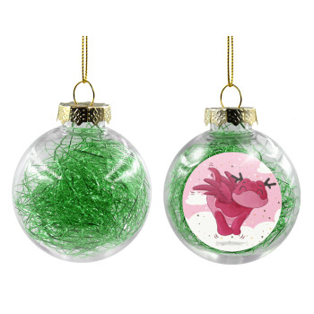 Flying Dyno, Χριστουγεννιάτικη μπάλα δένδρου διάφανη με πράσινο γέμισμα 8cm