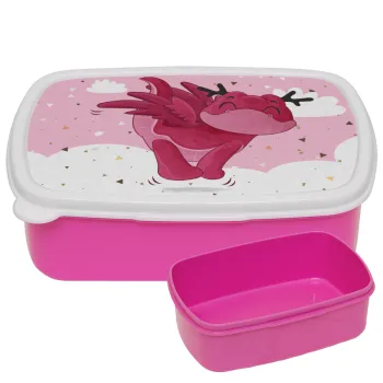 Flying Dyno, ΡΟΖ παιδικό δοχείο φαγητού (lunchbox) πλαστικό (BPA-FREE) Lunch Βox M18 x Π13 x Υ6cm