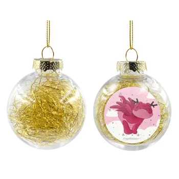 Flying Dyno, Transparent Christmas tree ball ornament with gold filling 8cm