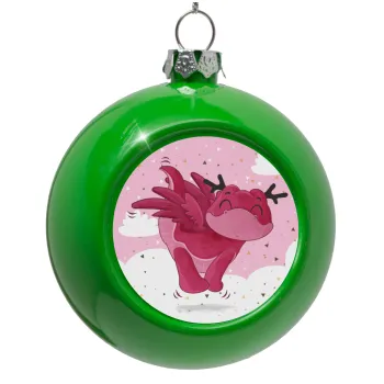 Flying Dyno, Green Christmas tree ornament bauble 8cm