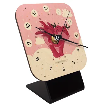Flying Dyno, Quartz Table clock in natural wood (10cm)