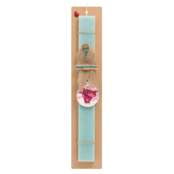 Flying Dyno, Easter Set, wooden keychain & aromatic flat Easter candle (30cm) (TURQUOISE)