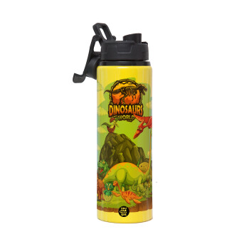 Dinosaur's world, Metallic water bottle with safety lid, 850ml aluminum