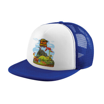 Dinosaur's world, Καπέλο Ενηλίκων Soft Trucker με Δίχτυ Blue/White (POLYESTER, ΕΝΗΛΙΚΩΝ, UNISEX, ONE SIZE)