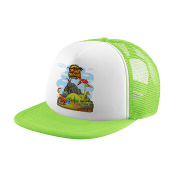 Dinosaur's world, Καπέλο Soft Trucker με Δίχτυ Πράσινο/Λευκό