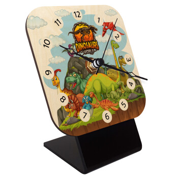 Dinosaur's world, Quartz Table clock in natural wood (10cm)