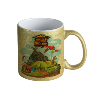 Dinosaur's world, Κούπα Χρυσή Glitter που γυαλίζει, κεραμική, 330ml