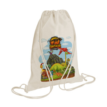 Dinosaur's world, Τσάντα πλάτης πουγκί GYMBAG natural (28x40cm)