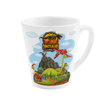 Dinosaur's world, Κούπα κωνική Latte Λευκή, κεραμική, 300ml