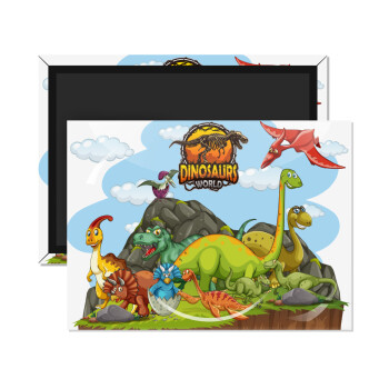 Dinosaur's world, Ορθογώνιο μαγνητάκι ψυγείου διάστασης 9x6cm