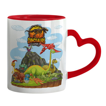Dinosaur's world, Mug heart red handle, ceramic, 330ml