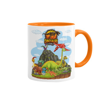 Dinosaur's world, Mug colored orange, ceramic, 330ml