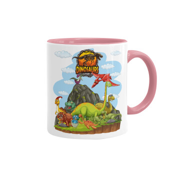 Dinosaur's world, Mug colored pink, ceramic, 330ml