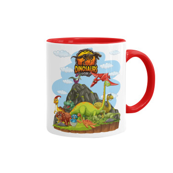 Dinosaur's world, Mug colored red, ceramic, 330ml