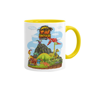 Dinosaur's world, Mug colored yellow, ceramic, 330ml
