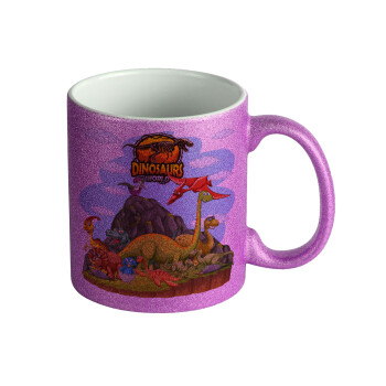 Dinosaur's world, Κούπα Μωβ Glitter που γυαλίζει, κεραμική, 330ml
