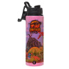 Metallic water bottle with safety lid, 850ml aluminum