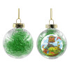 Transparent Christmas tree ball ornament with green filling 8cm
