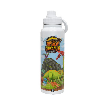 Dinosaur's world, 1L Stainless Steel Thermal Bottle with Phone Holder & Double Wall Insulation