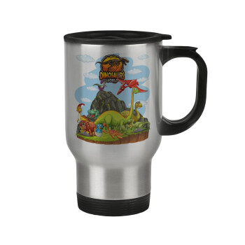 Dinosaur's world, Stainless steel travel mug with lid, double wall 450ml