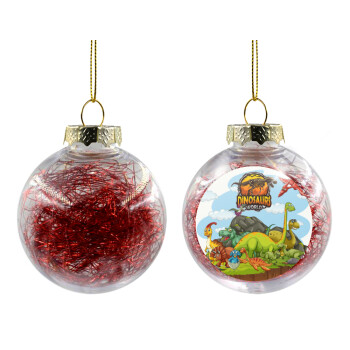 Dinosaur's world, Χριστουγεννιάτικη μπάλα δένδρου διάφανη με κόκκινο γέμισμα 8cm