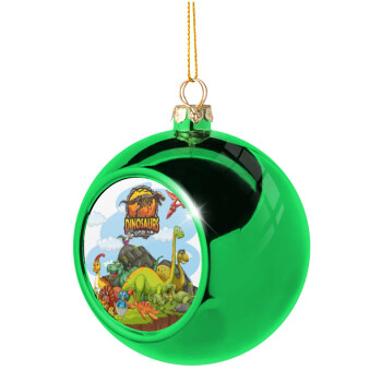 Dinosaur's world, Green Christmas tree ornament ball 8cm