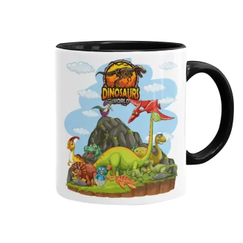 Dinosaur's world, Κούπα χρωματιστή μαύρη, κεραμική, 330ml