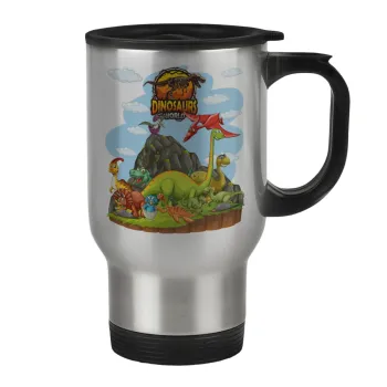 Dinosaur's world, Κούπα ταξιδιού ανοξείδωτη με καπάκι, διπλού τοιχώματος (θερμό) 450ml