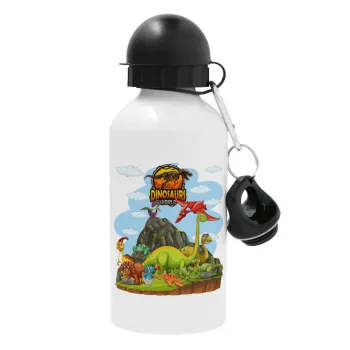 Dinosaur's world, Metal water bottle, White, aluminum 500ml