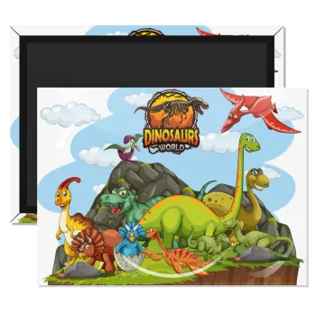 Dinosaur's world, Ορθογώνιο μαγνητάκι ψυγείου διάστασης 9x6cm