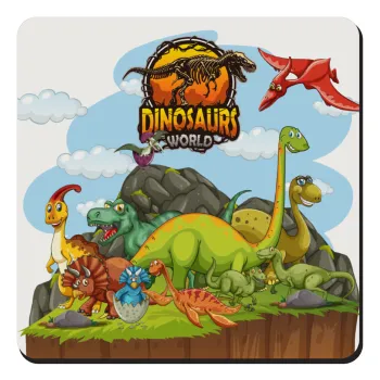 Dinosaur's world, Τετράγωνο μαγνητάκι ξύλινο 9x9cm