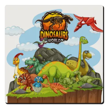 Dinosaur's world, Τετράγωνο μαγνητάκι ξύλινο 6x6cm