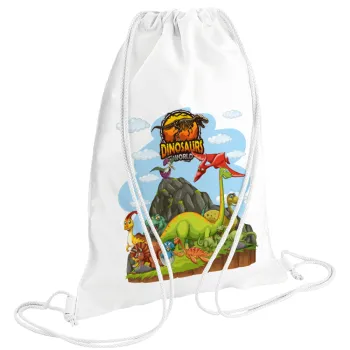 Dinosaur's world, Backpack pouch GYMBAG white (28x40cm)