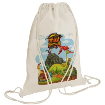 Dinosaur's world, Backpack bag GYMBAG natural (28x40cm)