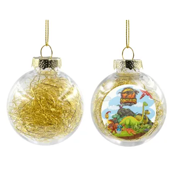 Dinosaur's world, Transparent Christmas tree ball ornament with gold filling 8cm
