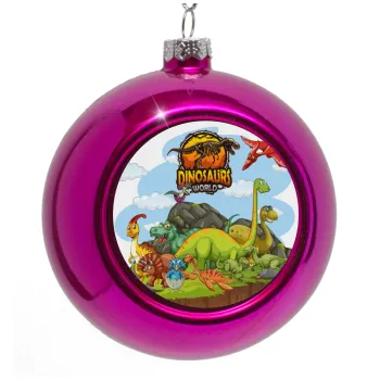 Dinosaur's world, Purple Christmas tree ornament bauble 8cm
