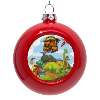 Dinosaur's world, Red Christmas tree ornament bauble 8cm