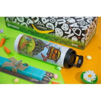 Dinosaur's world, Πασχαλινή Λαμπάδα με Travel Tumbler θερμό με διπλό καπάκι (600ml, BPA free) & κερί αρωματικό πλακέ (30cm) (ΤΙΡΚΟΥΑΖ)