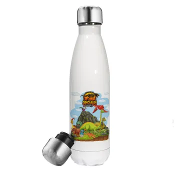 Dinosaur's world, Metal mug thermos White (Stainless steel), double wall, 500ml