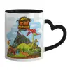 Mug heart black handle, ceramic, 330ml