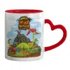 Mug heart red handle, ceramic, 330ml