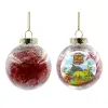 Transparent Christmas tree ball ornament with red filling 8cm
