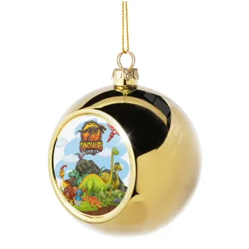 Dinosaur's world, Golden Christmas tree ball ornament 8cm