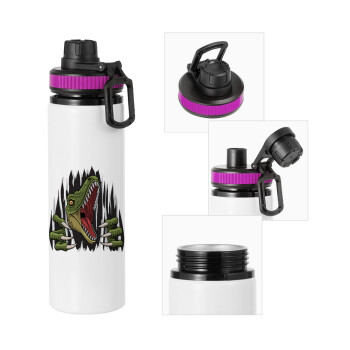 Dinosaur scratch, Μεταλλικό παγούρι νερού με καπάκι ασφαλείας, αλουμινίου 850ml