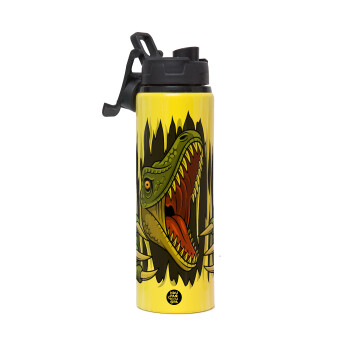 Dinosaur scratch, Metallic water bottle with safety lid, 850ml aluminum
