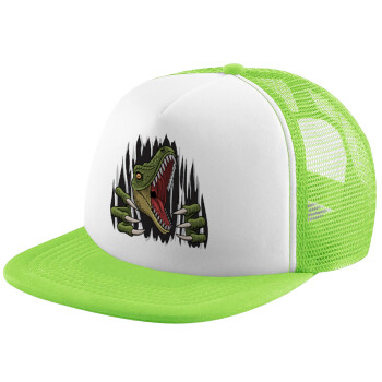 Dinosaur scratch, Καπέλο Soft Trucker με Δίχτυ Πράσινο/Λευκό